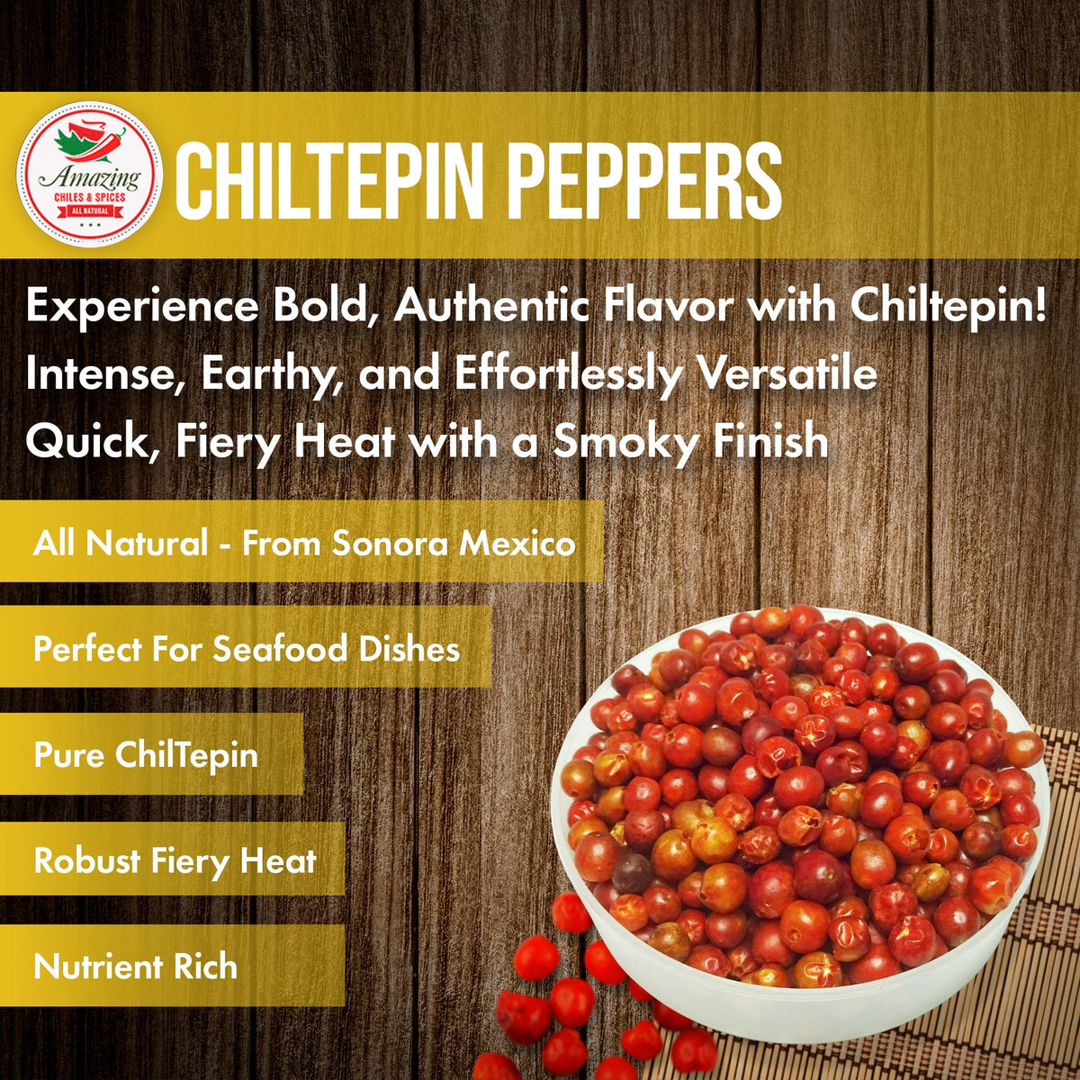 Dried Chiltepin Peppers (Chile Tepin) – 4oz Bag | Amazing Chiles & Spices