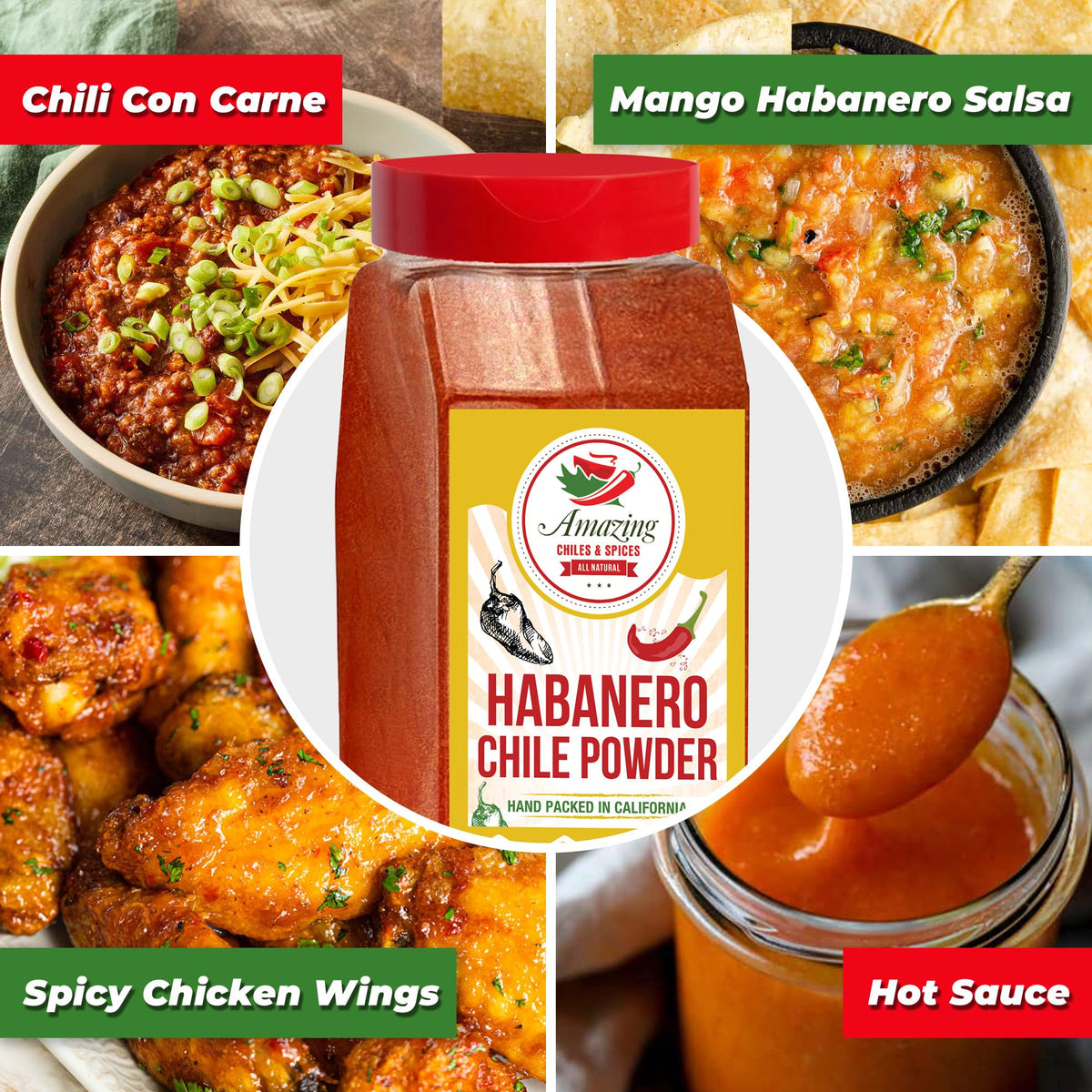 Amazing Chiles & Spices Habanero Pepper Ground 1LB – Premium All-Natural Chile Powder