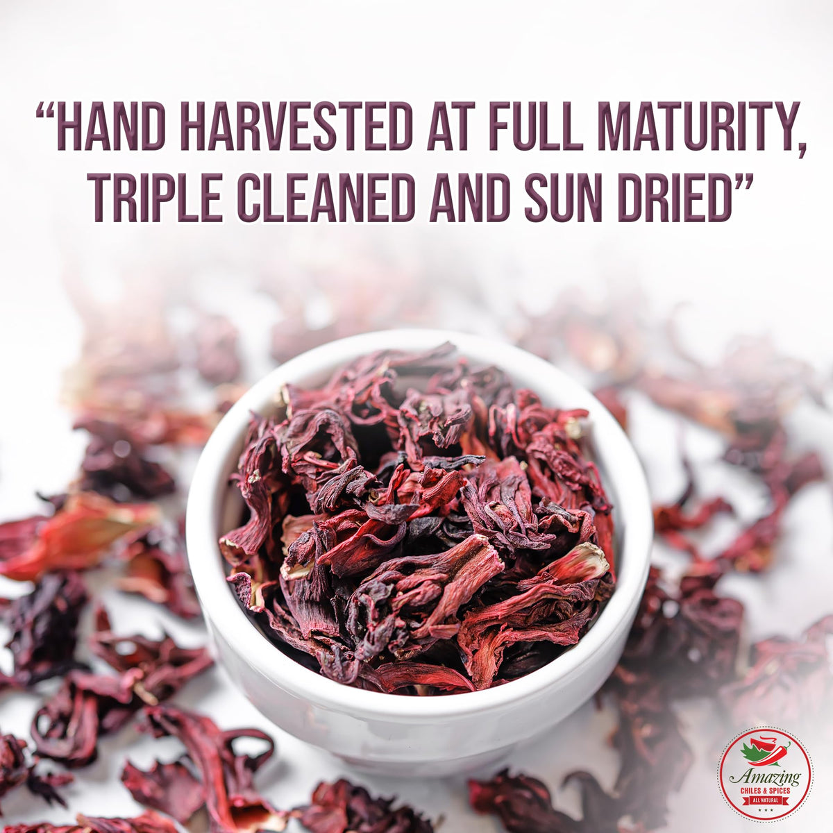 Amazing Chiles & Spices Hibiscus Flowers 2lb – All Natural, Triple Cleaned Flor de Jamaica