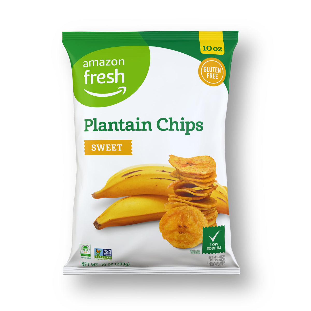 Amazon Fresh Sweet Plantain Chips — 4-Pack, 10 oz Bags (Packaging May Vary)