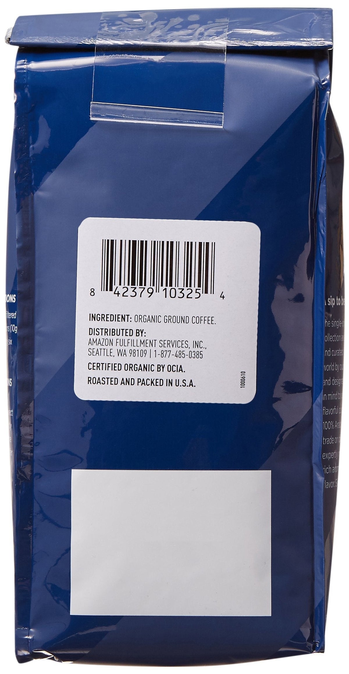 Amazon Fresh Organic Peru Ground Coffee, Fair Trade, Medium Roast — 3 x 12 oz