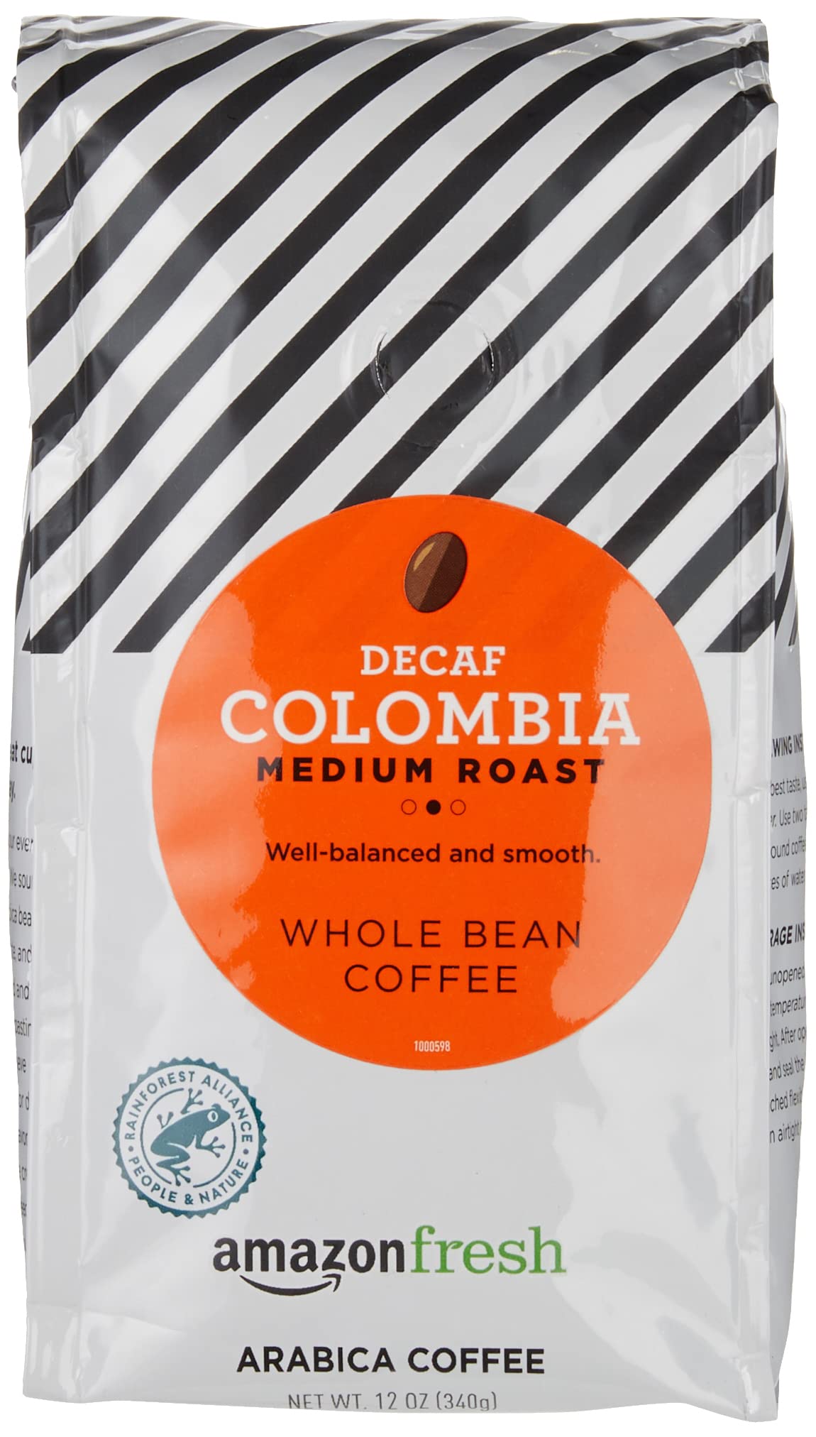 Amazon Fresh Decaf Colombia Whole Bean Coffee - Medium Roast - 12 oz - Pack of 3