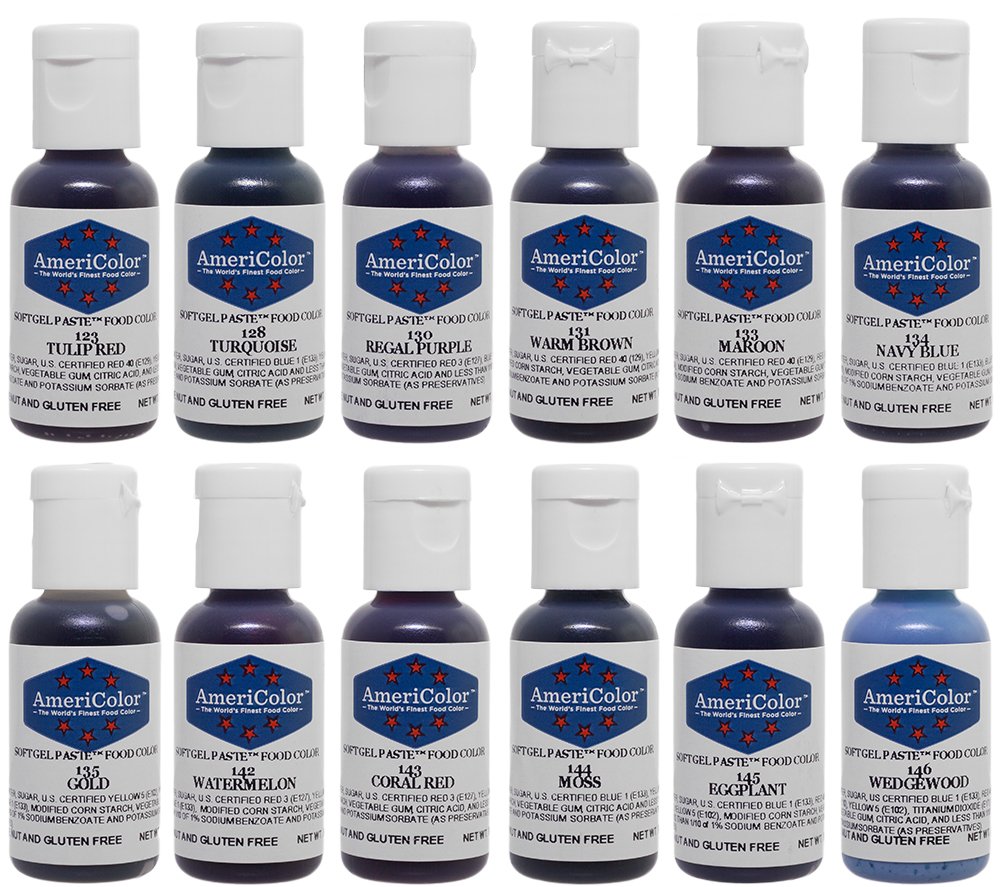 AmeriColor Student Kit 3 – 12 Soft Gel Paste Colors (0.75 oz each) for Icing, Fondant & More