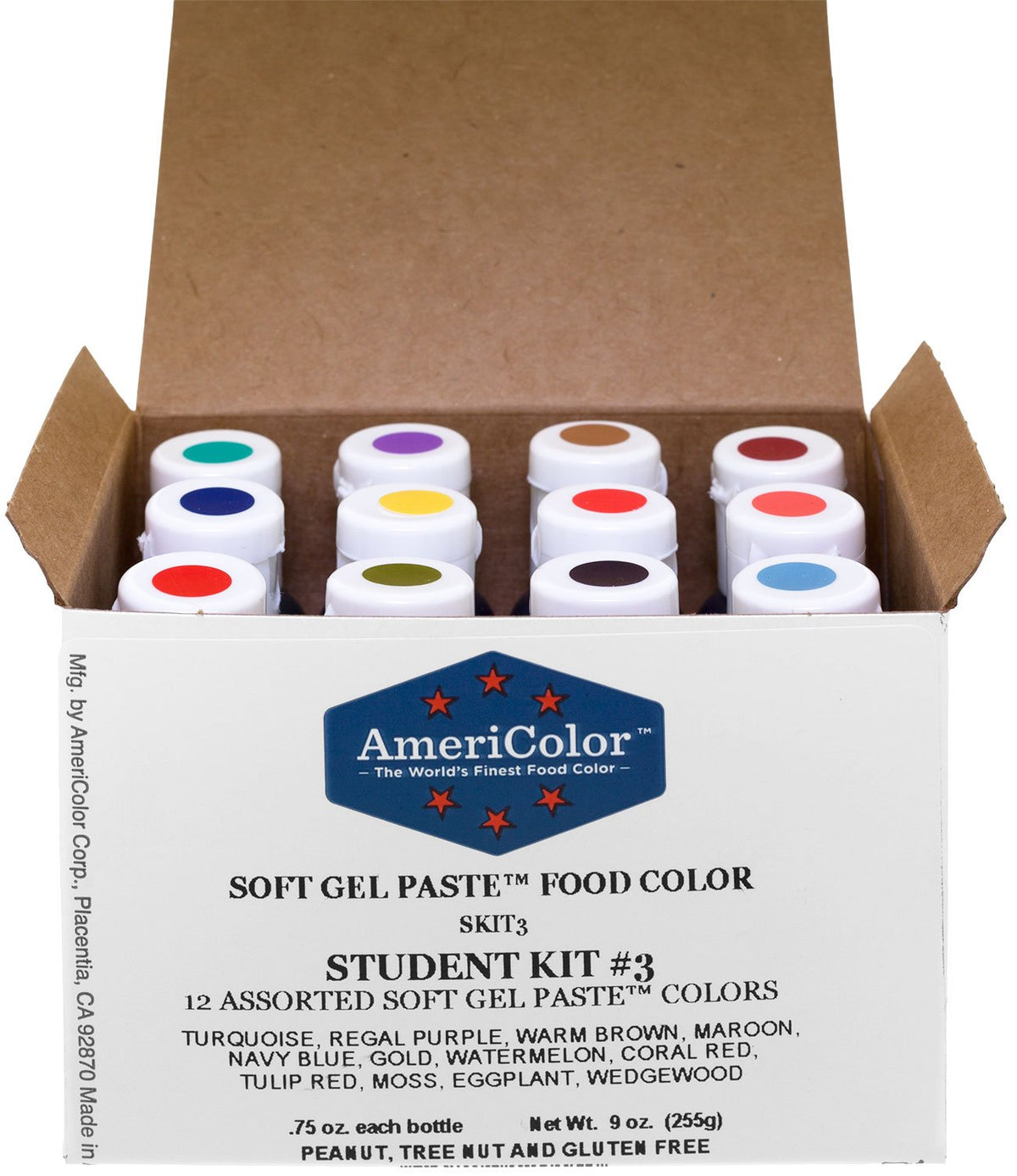 AmeriColor Student Kit 3 – 12 Soft Gel Paste Colors (0.75 oz each) for Icing, Fondant & More