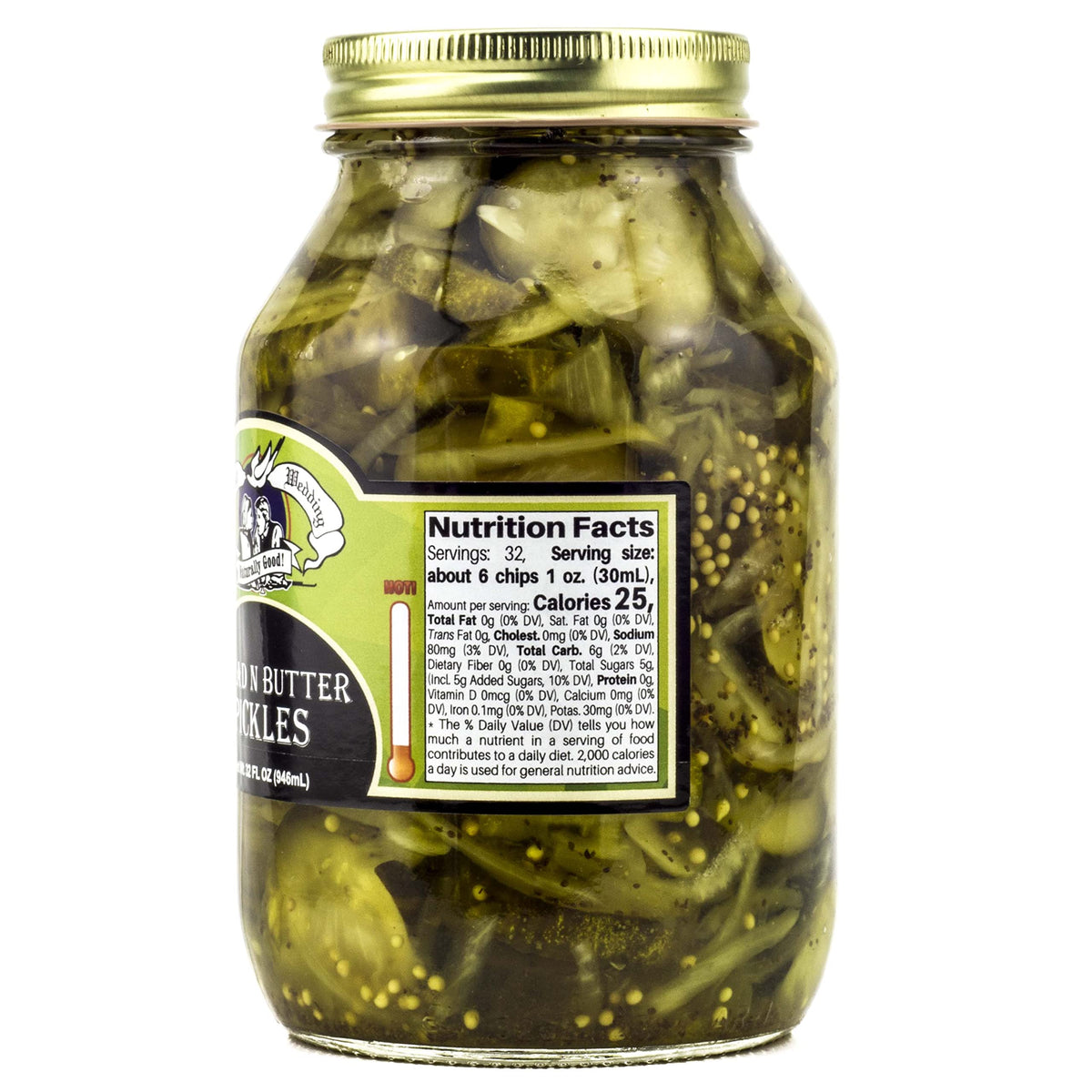 Amish Wedding Bread N Butter Pickles – All Natural 32 oz (Pack of 2)