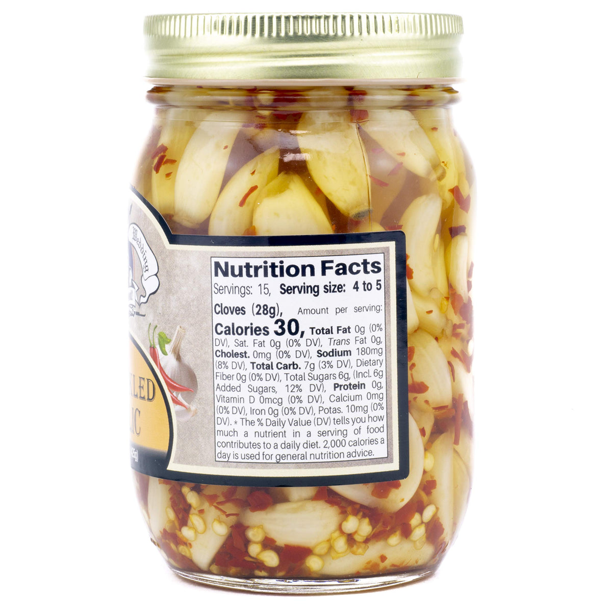 Amish Wedding All-Natural Hot and Sweet Pickled Garlic – 15 oz (2 Jars)