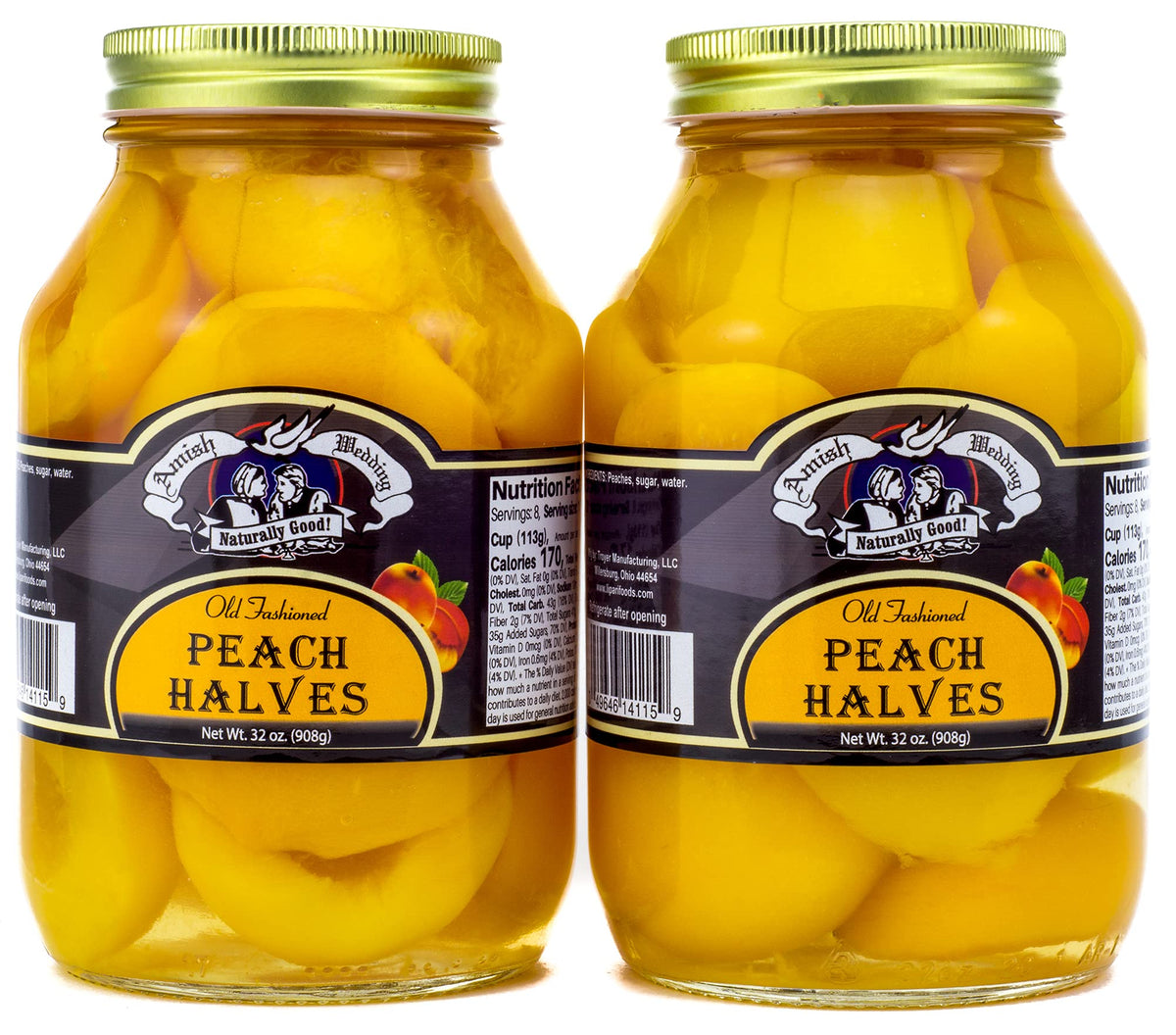 Amish Wedding Foods Old Fashioned Peach Halves – 2 x 32 oz Jars