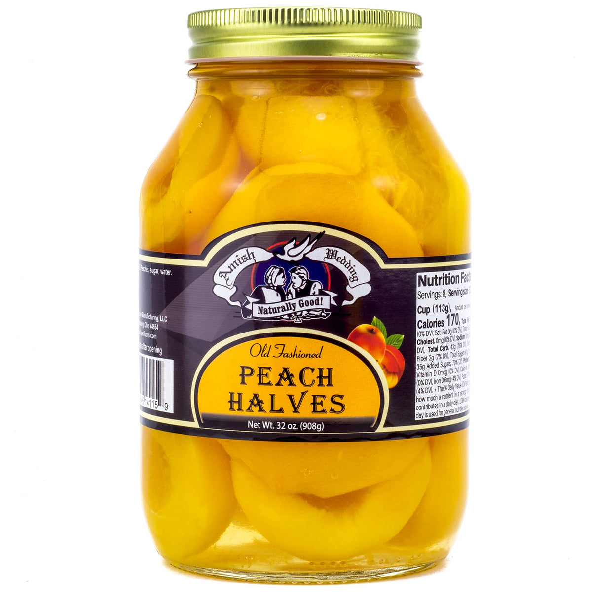 Amish Wedding Foods Old Fashioned Peach Halves – 2 x 32 oz Jars