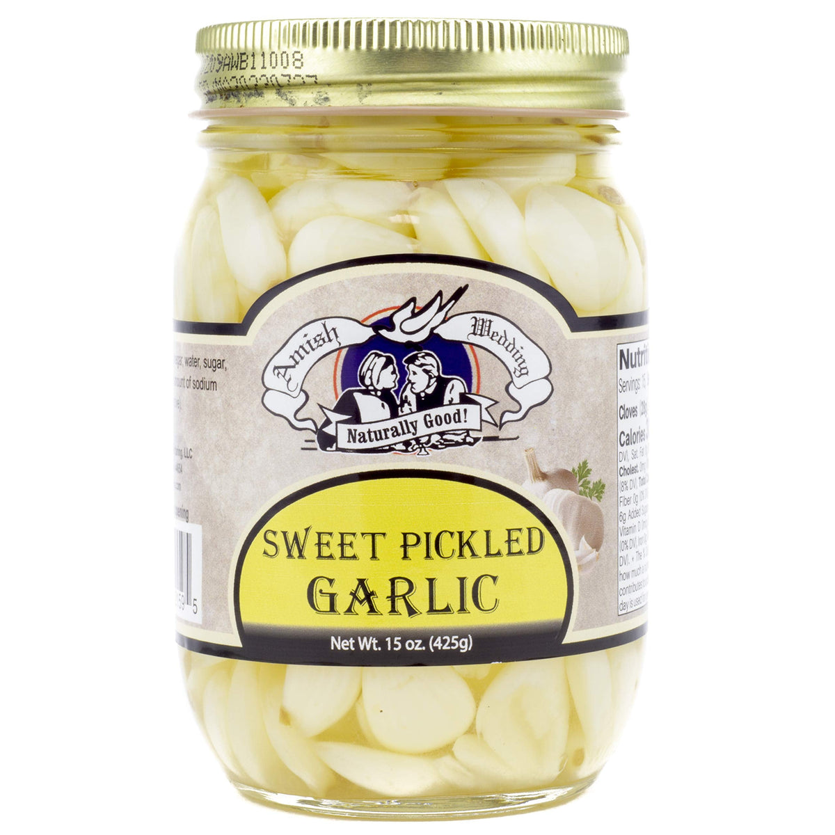 Amish Wedding All-Natural Sweet Pickled Garlic - 15 oz (2 Jars)