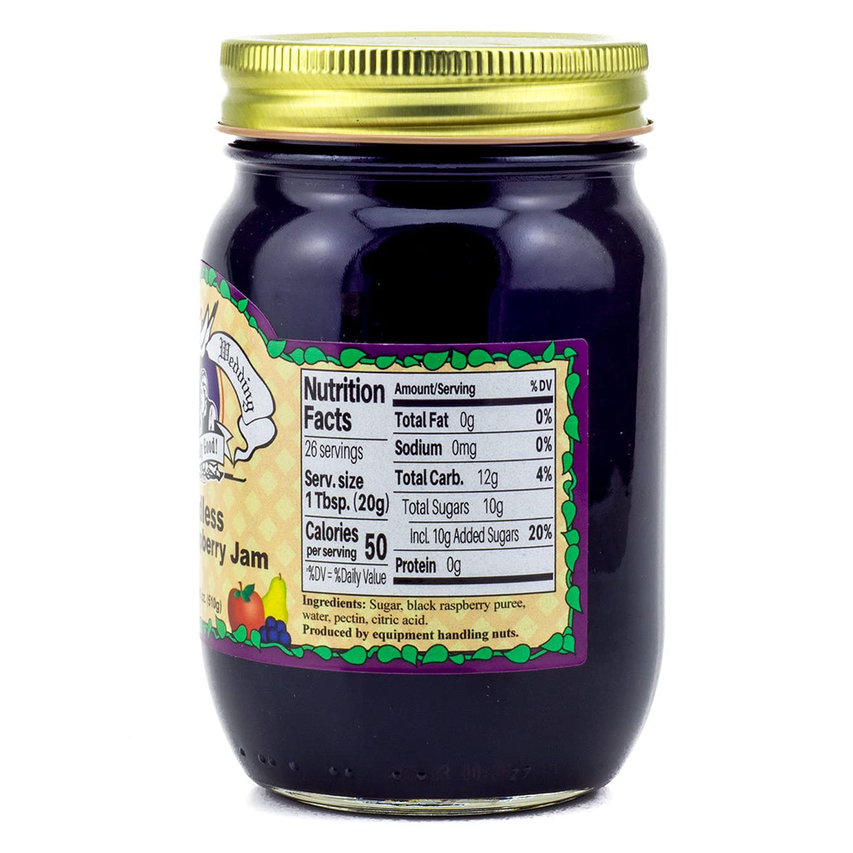 Amish Wedding All Natural Seedless Black Raspberry Jam – 18 oz Pack of 2