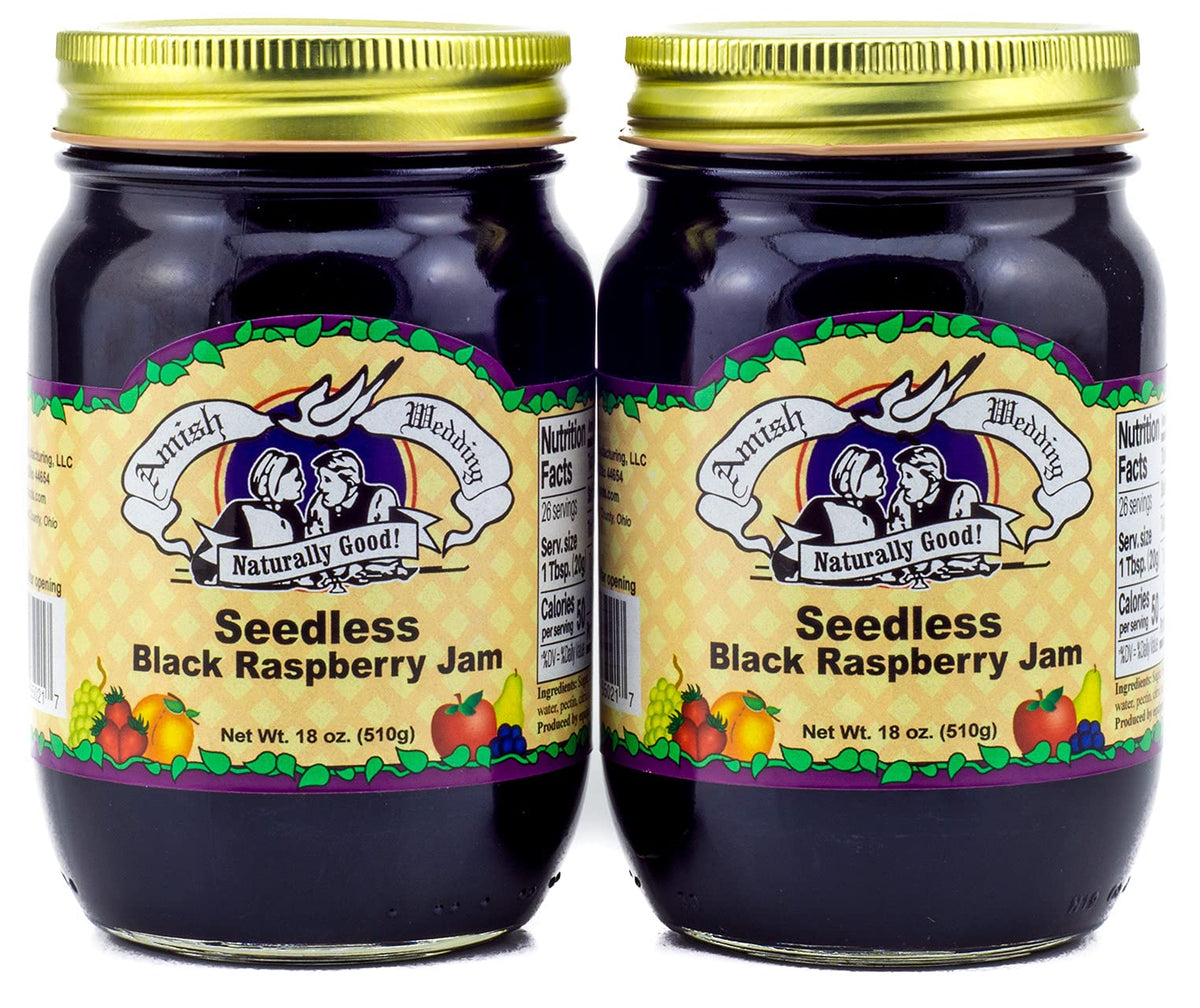 Amish Wedding All Natural Seedless Black Raspberry Jam – 18 oz Pack of 2