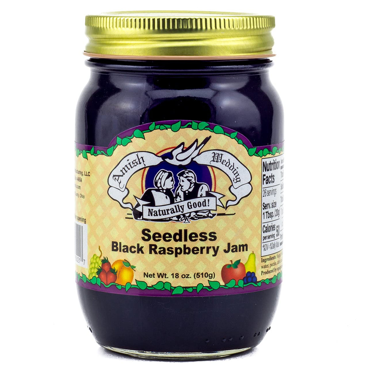 Amish Wedding All Natural Seedless Black Raspberry Jam – 18 oz Pack of 2