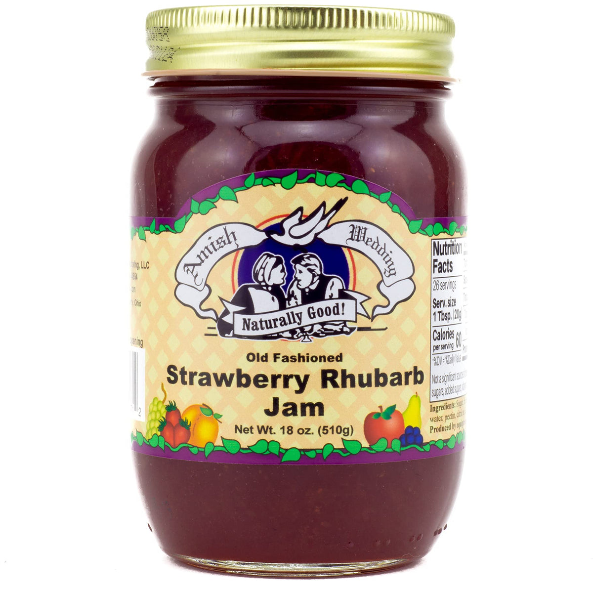 Amish Wedding All Natural Old Fashioned Strawberry Rhubarb Jam – 2 x 18 oz