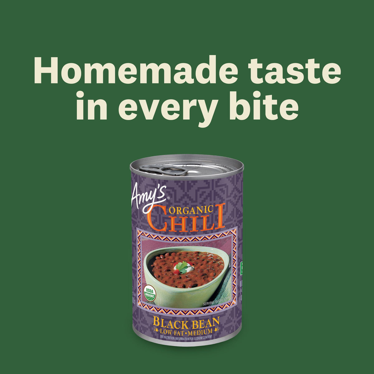 Amy's Chili Black Bean Medium Spice – Organic, Gluten Free, Low Fat, 6 Pack
