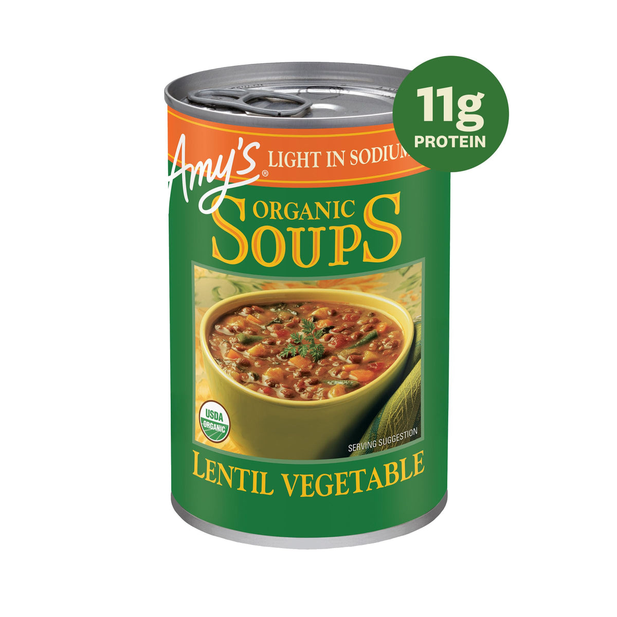 Amy's Light in Sodium Soup Variety Pack – Organic Lentil, Vegetable & Split Pea, 6 Cans