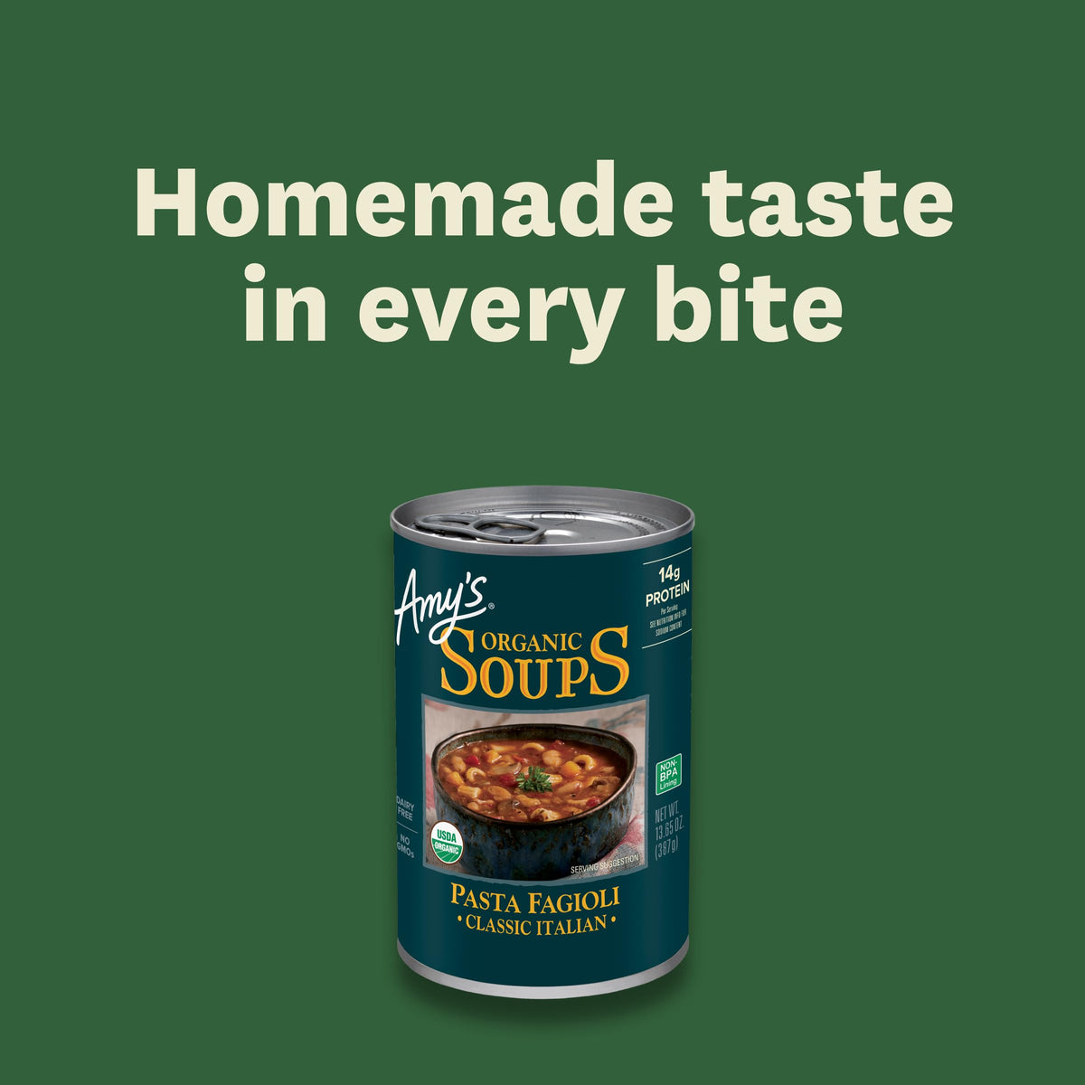 Amy's Organic Classic Italian Pasta Fagioli Soup - Dairy Free, Non-GMO, 13.65 oz (Pack of 12)