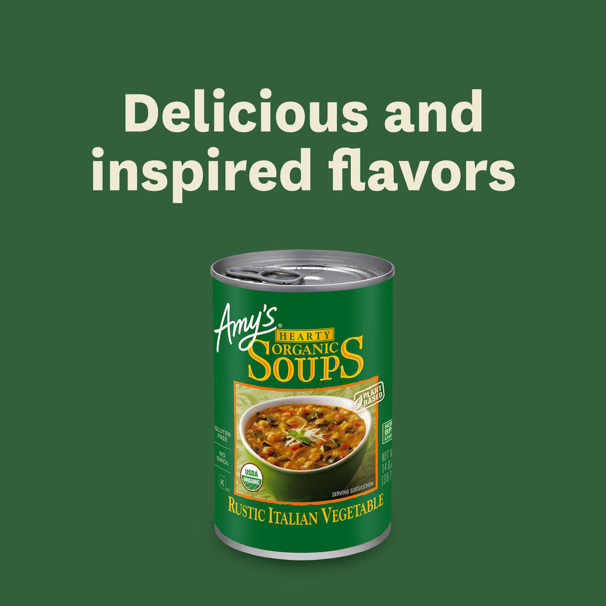 Amy's Organic Rustic Italian Vegetable Soup – Vegan, Gluten Free, 14 oz (12-pack)