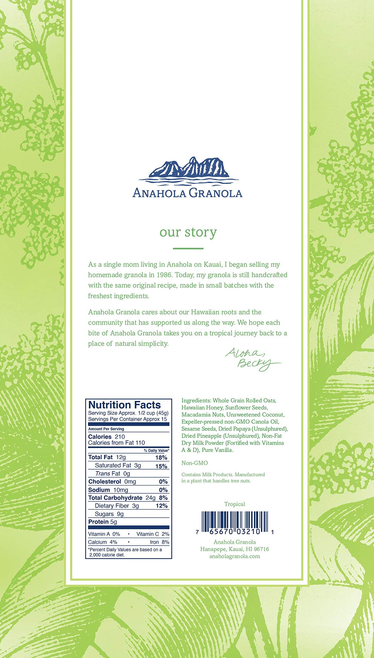 Anahola Granola Tropical – 24 oz No Sugar Added, Handmade Since 1986