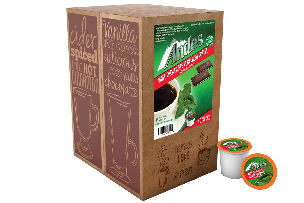 Andes Mints Coffee Pods – Chocolate Mint Flavor, Keurig K-Cup Compatible, 40-Count