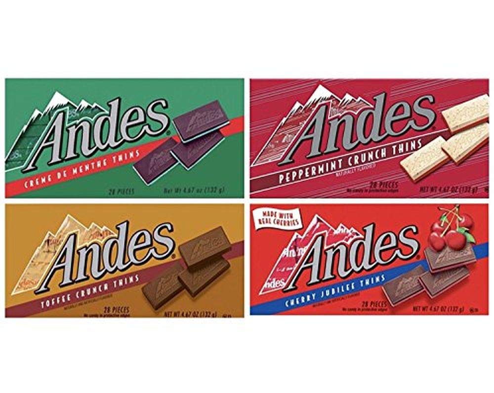 Andes Thins 4 Pack: Creme de Menthe, Cherry Jubilee, Toffee Crunch and Peppermint Crunch