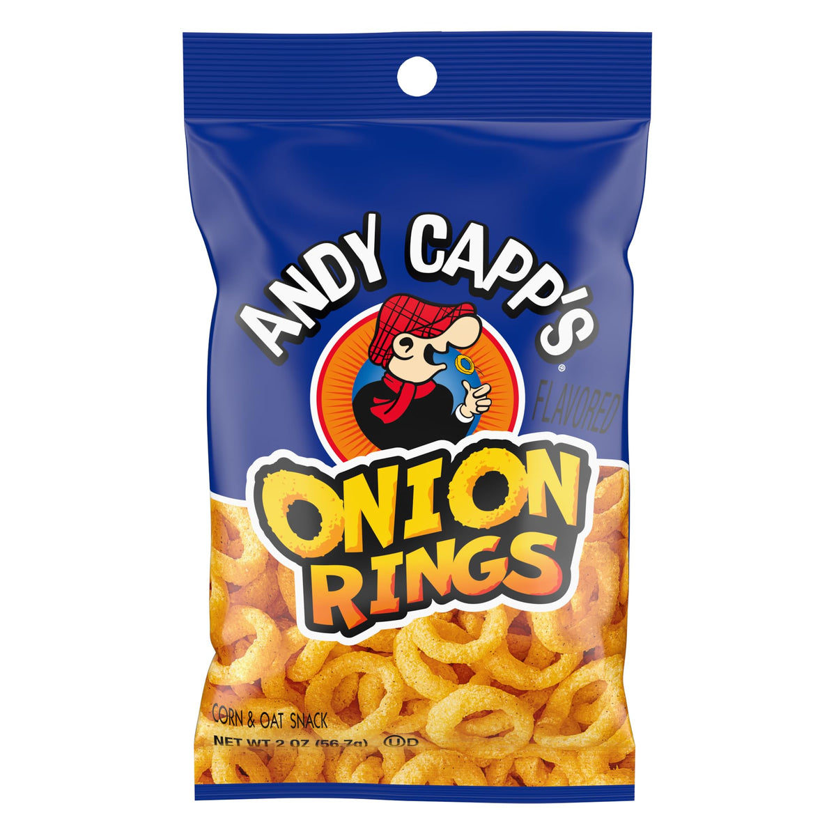 Andy Capp's Beer Battered Onion Rings Baked Oat and Corn Snacks – 2 oz Pack of 12 (Kosher)