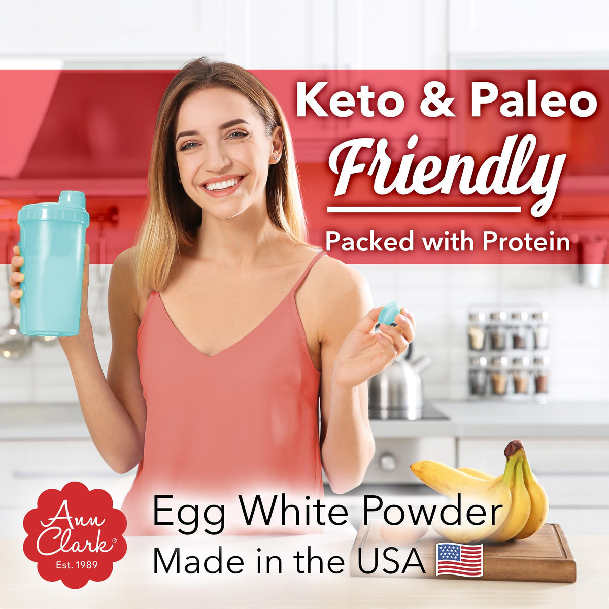Ann Clark All Natural 100% Egg White Powder – Made in USA, 8 oz