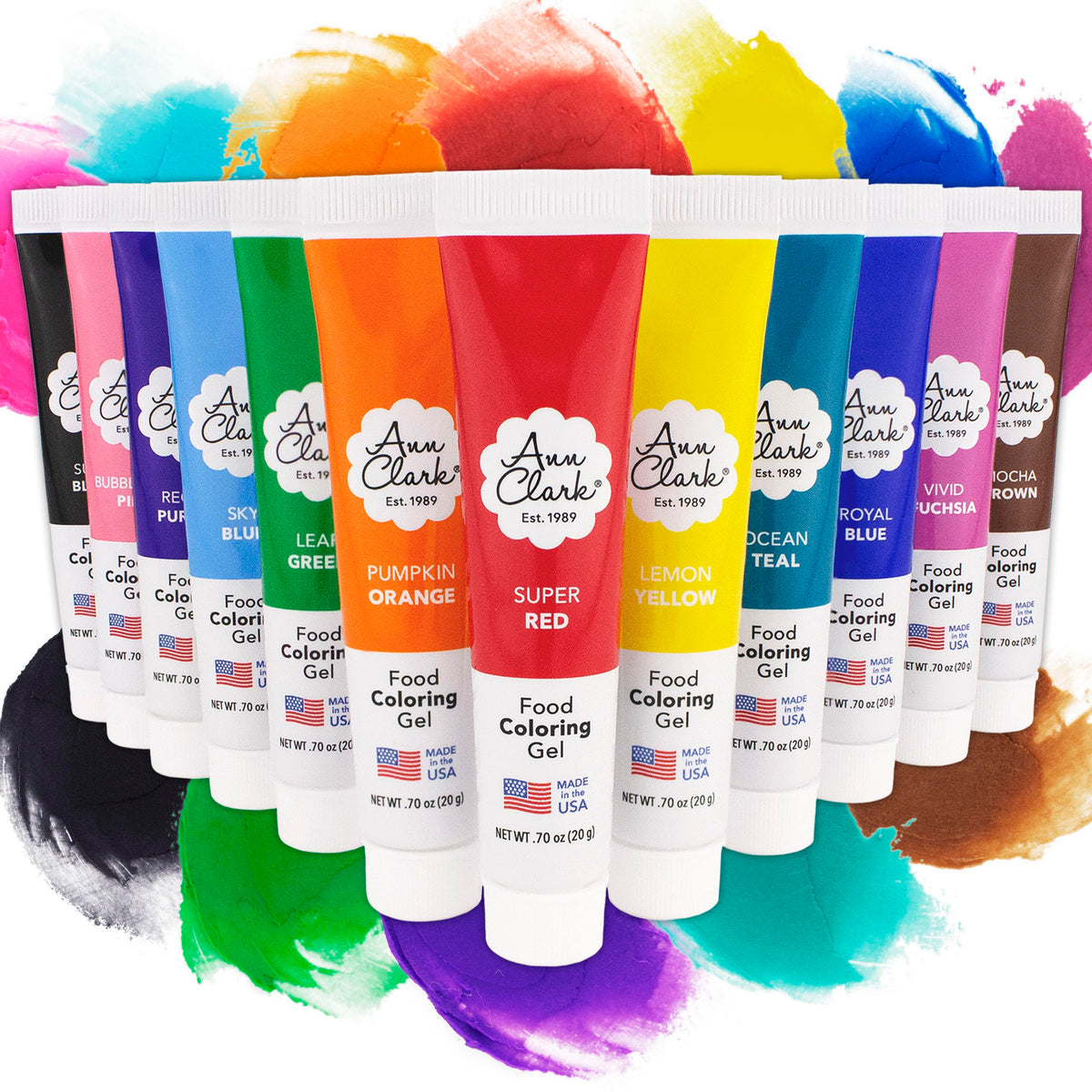 Ann Clark Professional Gel Food Coloring 12 Colors 0.7 oz Made in USA
