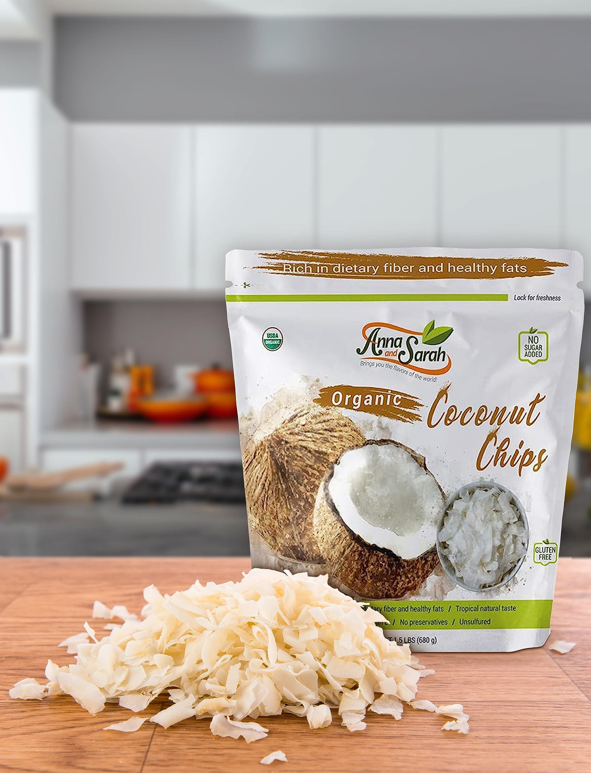 Anna and Sarah Organic Coconut Chips in Resealable Bag, 3 Lbs