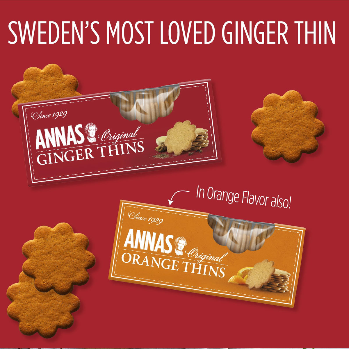 Annas Thins Ginger Pepparkakor – 5.25 oz x12, Non-GMO + Vegan
