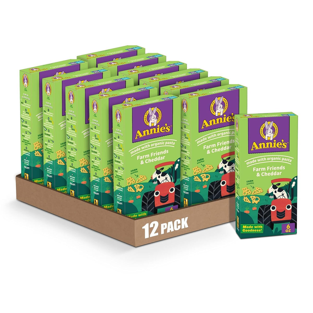Annie's Farm Friends and Cheddar Mac & Cheese – Organic Pasta, Real Cheese, 6 oz (Pack of 12)