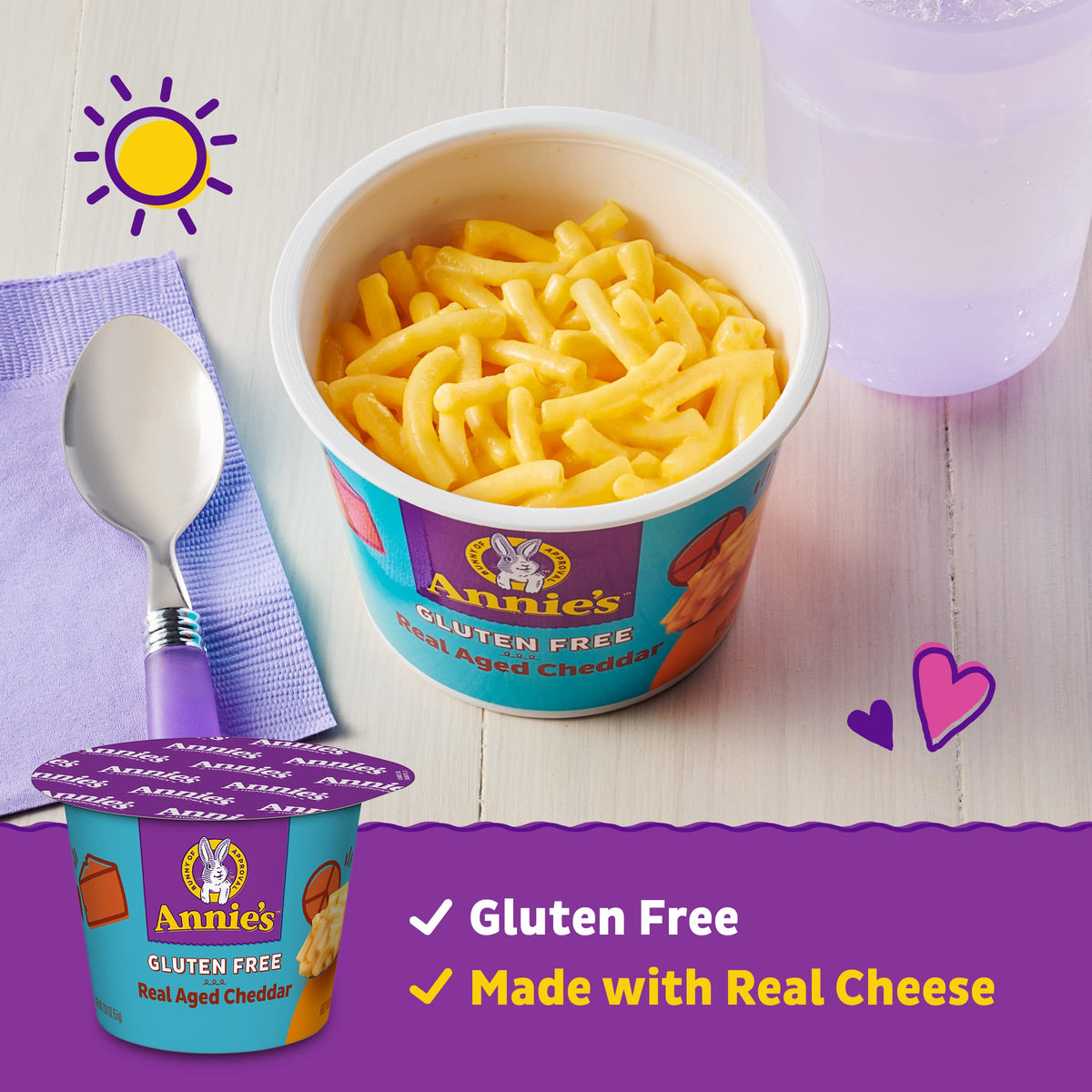 Annie's Real Aged Cheddar Microwave Mac & Cheese with Gluten Free Pasta – 12 Cups