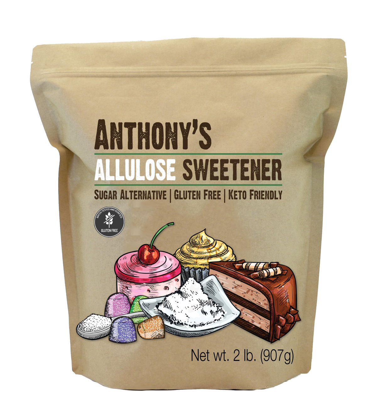Anthony's Allulose Sweetener – 2 lb | Gluten Free, Keto, Zero Net Carbs