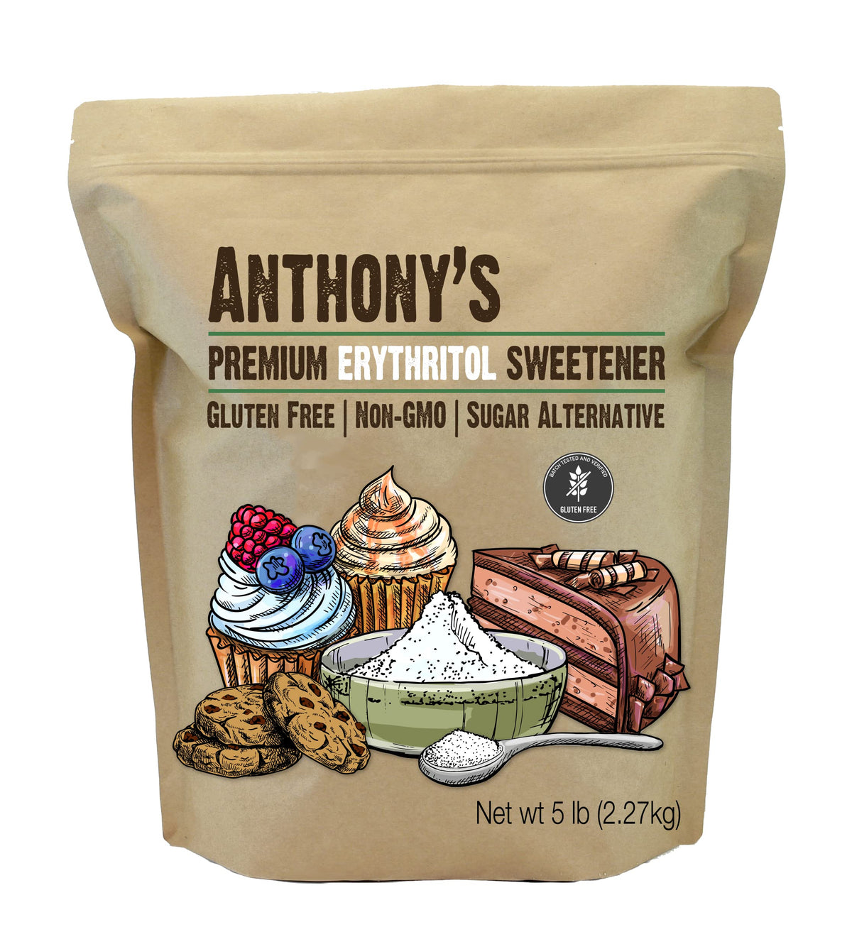 Anthony's Erythritol Granules — 5 lb, Non-GMO, Keto & Paleo Friendly