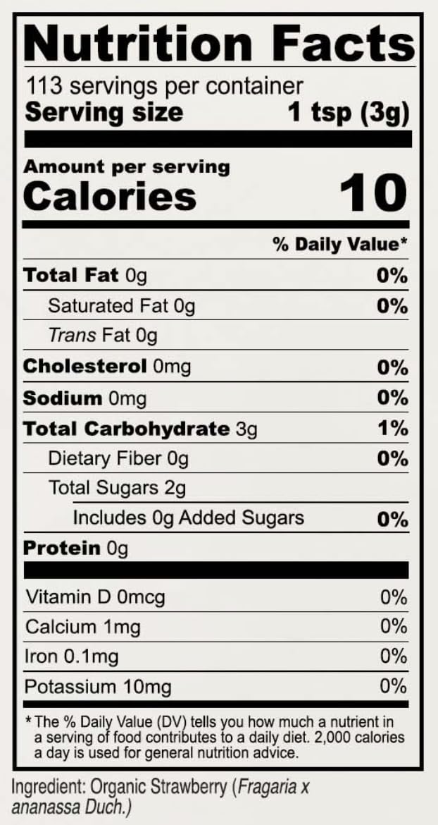 Anthony's Organic Strawberry Powder, 12 oz – Freeze-Dried, Gluten Free, No Sugar Added, Non-GMO