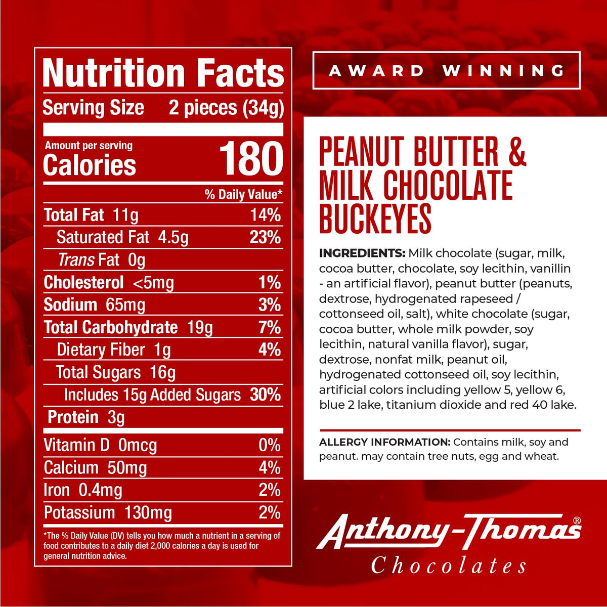 Anthony-Thomas Buckeyes Box – Peanut Butter & Milk Chocolate Buckeyes (24 Count)