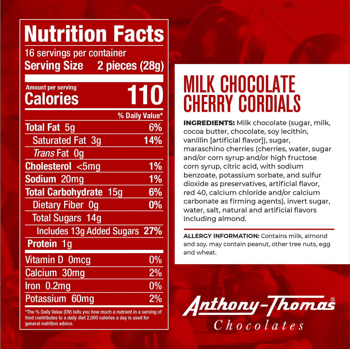 Anthony Thomas Cherry Cordials – Milk Chocolate Covered Cherries (Award-Winning, USA Made)