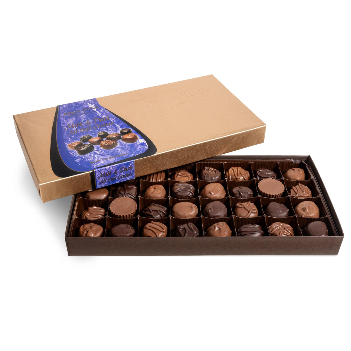 Anthony Thomas Soft Centers Assortment – Milk & Dark Chocolate Gift Box (32 Count)