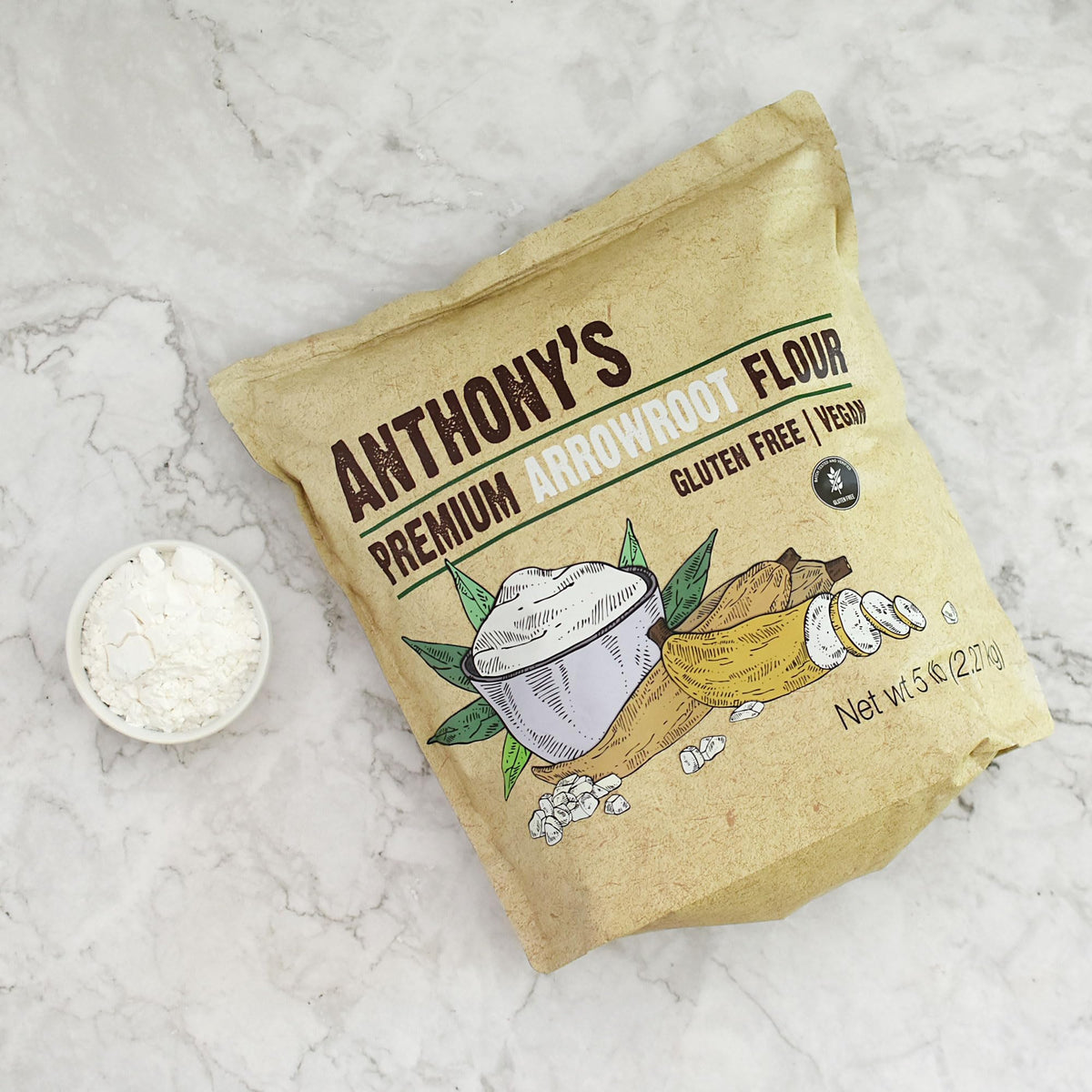 Anthony's Premium Arrowroot Flour – 5 lb, Gluten Free & Non-GMO, Fine Powder | Cornstarch Alternative
