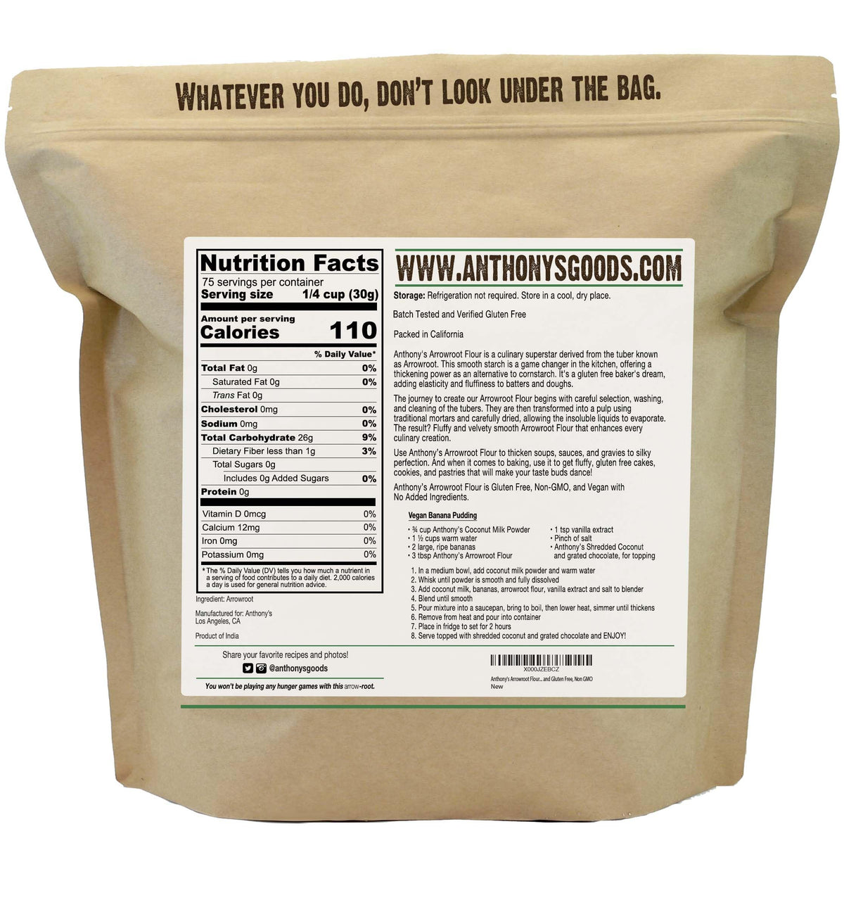Anthony's Premium Arrowroot Flour – 5 lb, Gluten Free & Non-GMO, Fine Powder | Cornstarch Alternative