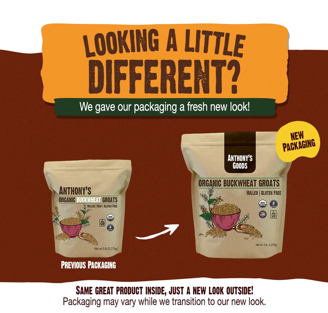 Anthony's Organic Hulled Buckwheat Groats - Gluten Free, Non-GMO, 5lb