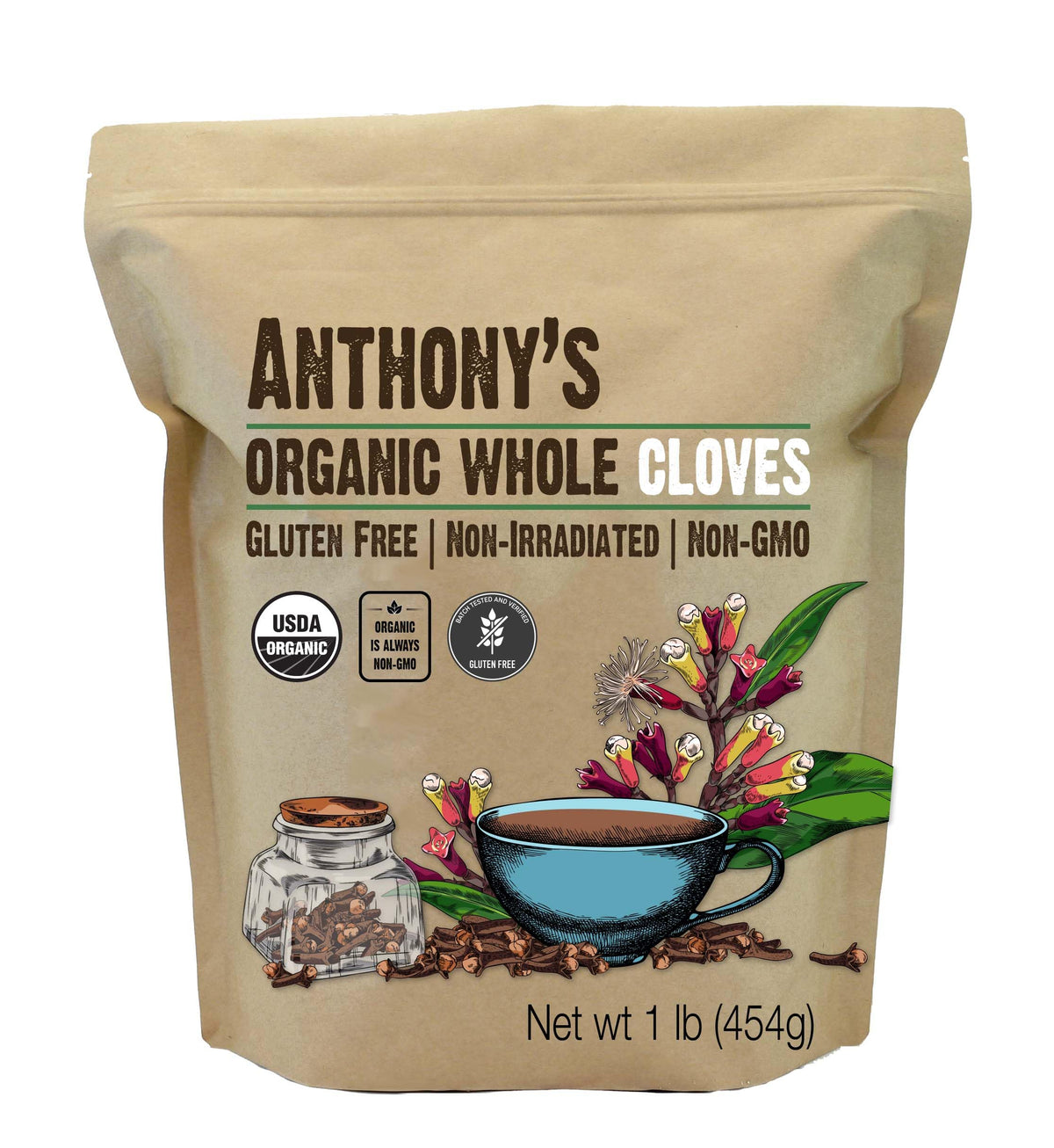 Anthony's Organic Whole Cloves – 1 lb | Gluten Free, Non-GMO, Non-Irradiated
