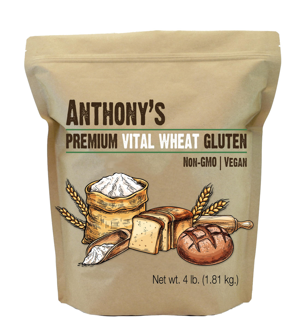 Anthony's Vital Wheat Gluten 4 lb – Vegan, Non-GMO, Keto Friendly, Low Carb