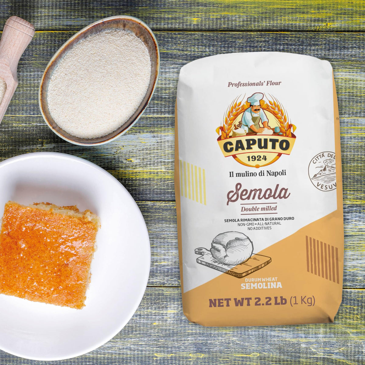 Antimo Caputo Semola Di Grano Duro Rimacinata – Reground Semolina Flour, Pack 4