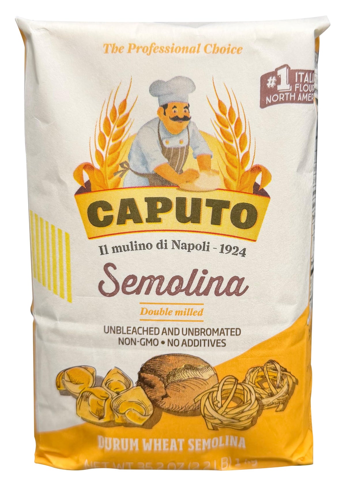 Antimo Caputo Semola Di Grano Duro Rimacinata – Reground Semolina Flour, Pack 4
