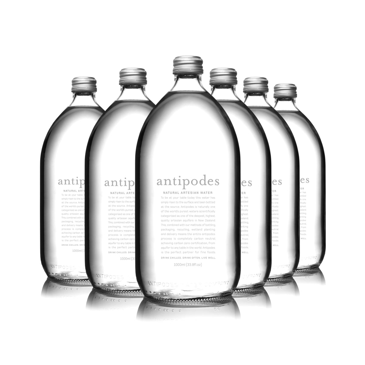 Antipodes Natural Artesian Still Water – 33.8 Fl Oz Glass Bottles (Pack of 6) | New Zealand Sourced
