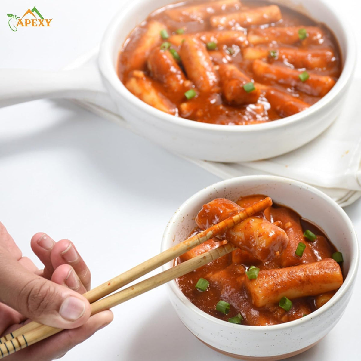 Apexy Korean Tteokbokki Rice Cakes 21.16oz – No MSG, Gluten-Free, Non-GMO | Pack of 1–3