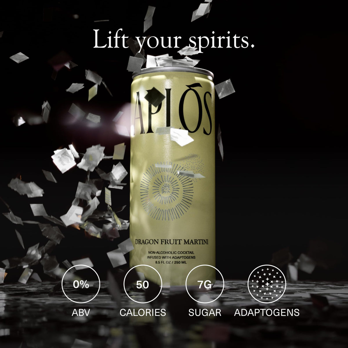 Aplós Dragon Fruit Martini Canned Cocktail with Adaptogens — Low Calorie, No Added Sugar (8.5 fl oz) 4 Pack