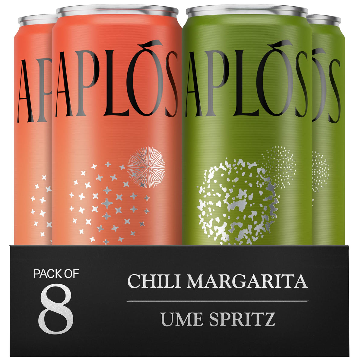 Aplós Canned Variety Pack – Non-Alcoholic Cocktails with Adaptogens (8 Pack: Ume Spritz & Chili Margarita)