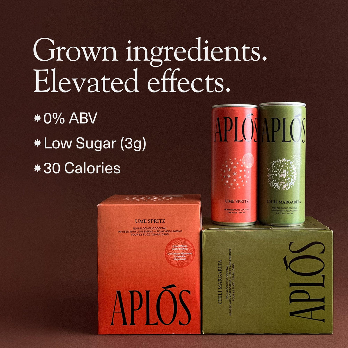 Aplós Canned Variety Pack – Non-Alcoholic Cocktails with Adaptogens (8 Pack: Ume Spritz & Chili Margarita)