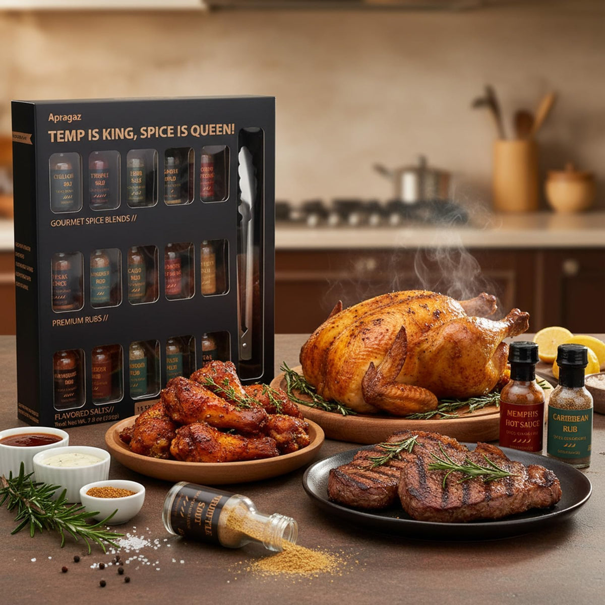 Apragaz Grilling Seasoning Gift Set — 15-Pack BBQ Spices & Rubs
